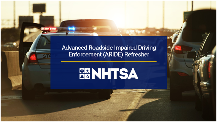 Title slide for the Advanced Roadside Impaired Driving Enforcement eLearning course with cars on a busy highway in the background.