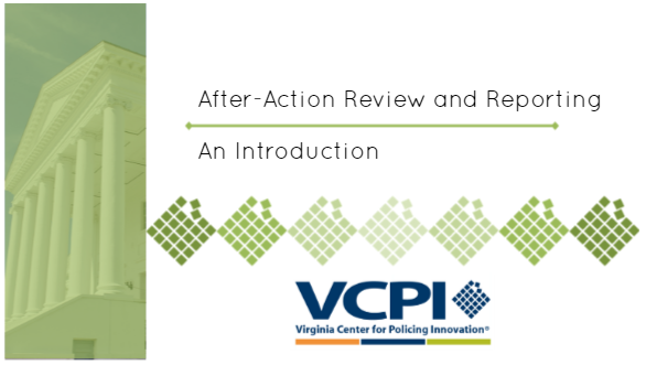 Title slide for the After-Action Review and Reporting An Introduction course with VCPI logo.