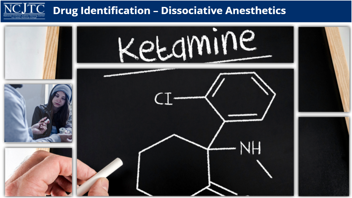 Title slide from the course showing the word ketamine written on a chalkboard.
